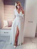 Long Sleeve Lace Prom Dresses See Through Thigh Split Evening Gowns ARD1442-SheerGirl