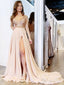 Long Sleeve See Through Prom Dresses Side Slit Formal Dress ARD1951