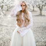 Long Sleeve Two Piece Homecoming Dresses See Through Lace Top Hoco Dress ARD1548-SheerGirl