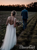 Luxurious Lace Bodice Tulle Skirt Bridal Gown with a Low V Back Minimalist Wedding Dresses AWD1665-SheerGirl