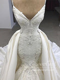 Luxurious Satin Embroideried Quinceanera Dress Beaded Ball Gown Wedding Dress with Detachable Train AWD1710-SheerGirl