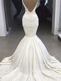 Luxurious Satin Embroideried Quinceanera Dress Beaded Ball Gown Wedding Dress with Detachable Train AWD1710-SheerGirl