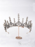 Luxury Gorgeous Gold/Antique Silver Metal Wedding Accessories Pearls Rhinestone Tiara TI6001-SheerGirl