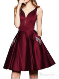 Maroon Short Homecoming Dresses with Pocket Cheap Homecoming Dress ARD1570-SheerGirl