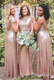 Mismatched Rose Gold Sequin Long Wedding Bridesmaid Dresses APD2806-SheerGirl