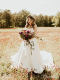 Modest Ivory Simple Ball Gown Wedding Dresses Plus Size Bridal Gown AWD1308-SheerGirl