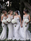 Modest Light Grey Mermaid Long Bridesmaid Dresses Plus Size ARD1835-SheerGirl