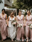 Modest Long Bridesmaid Dresses V Neck Cheap Plus Size Bridesmaid Dresses ARD1170