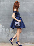 Navy Blue Off the Shoulder Homecoming Dresses Simple Graduation Dress ARD1502-SheerGirl