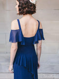 Navy High Neck Bridesmaid Dresses V-neck Formal Dress ARD2353-SheerGirl