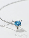 New Arrival! 925 Silver Accessories Delicate Chain Water Blue Crystal Pendent NC3001-SheerGirl