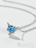 New Arrival! 925 Silver Accessories Delicate Chain Water Blue Crystal Pendent NC3001-SheerGirl