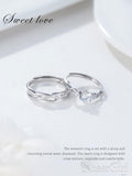 New Arrival! 925 Silver Couple Rings with Zircon and Cross Texture RI5001-SheerGirl