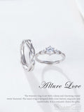 New Arrival! 925 Silver Couple Rings with Zircon and Cross Texture RI5001-SheerGirl