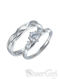 New Arrival! 925 Silver Couple Rings with Zircon and Cross Texture RI5001-SheerGirl