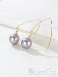 New Arrival! 925 Silver Gold Pyramid Stud Mauve Pearls Earrings EA4001-SheerGirl