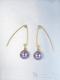 New Arrival! 925 Silver Gold Pyramid Stud Mauve Pearls Earrings EA4001-SheerGirl