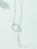 New Arrival! Ring Shape Small Zircon Around Crossed Chain Sterling 925 Silver Necklace NC3003-SheerGirl