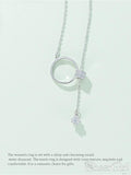 New Arrival! Ring Shape Small Zircon Around Crossed Chain Sterling 925 Silver Necklace NC3003-SheerGirl