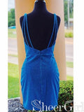 Ocean Blue Sheath Homecoming Dress Backless Formal Dresses ARD2390-SheerGirl