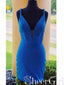 Vestido de fiesta con tubo azul océano, vestidos formales sin espalda ARD2390 