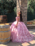 Off Shoulder Sweetheart Neckline Sparkly Quinceanera Dresses Applique Prom Dresses ARD2634-SheerGirl