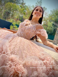 Off Shoulder V Neckline Flower Quinceanera Dresses Sparkly Prom Dresses ARD2635-SheerGirl