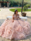 Off Shoulder V Neckline Flower Quinceanera Dresses Sparkly Prom Dresses ARD2635