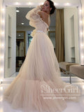 Off The Shoulder Puff Sleeve Prom Dress Tulle Long Evening Dresses ARD2404-SheerGirl