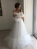 Off The Shoulder Puff Sleeve Prom Dress Tulle Long Evening Dresses ARD2404-SheerGirl