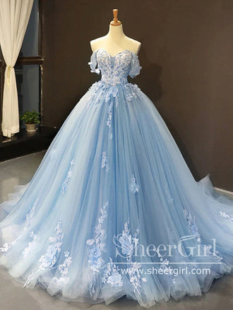 Corset Bodice Ball Gown Strapless Tulle Long Prom Dress in Floor Length  ARD2717