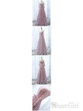 Off the Shoulder 3/4 Sleeve Lace Prom Dresses Pink Beaded Formal Evening Gowns ARD1009-SheerGirl