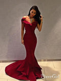 Off the Shoulder Burgundy Mermaid Prom Dresses Sexy Tight Pageant Dress ARD1870-SheerGirl