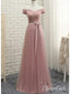 Fuera del hombro Dusty Rose Vestidos formales Vestido de fiesta simple ARD1056 