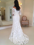 Off the Shoulder Lace Mermaid Bridal Wedding Dresses with Half Sleeves SWD0057-SheerGirl