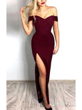 Off the Shoulder Maroon Formal Dresses Sexy Mermaid Prom Dress ARD1443-SheerGirl