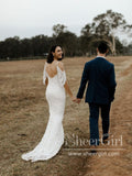 Off the Shoulder Mermaid Wedding Gown With V Neck Gorgeous Lace Wedding Dress AWD1810-SheerGirl