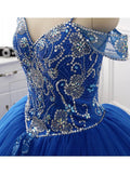 Off the Shoulder Royal Blue Quinceanera Dresses Beaded Prom Dress ARD1345-SheerGirl