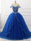 Fuera del hombro Vestidos de quinceañera azul real Vestido de fiesta con cuentas ARD1345 