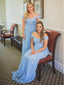 Off the Shoulder Sky Blue Mismatched Bridesmaid Dresses PB10110