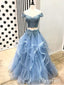 Off the Shoulder Two Piece Prom Dresses,Lace 2 Piece Formal Dresses APD3195