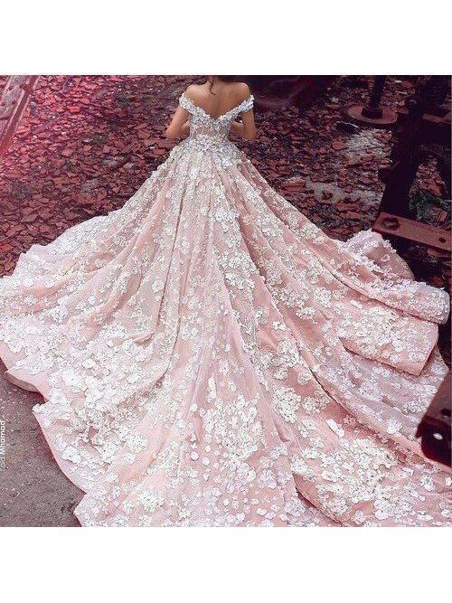 Couture Embroidery Lace Applique .pink Flower Patches Appliques Sewing On  Wedding Bridal Evening Dress Gown 1 Pair - Yahoo Shopping