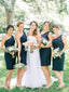 One Shoulder Lace Bridesmaid Dresses Navy Blue Bodycon Short Bridesmaid Dresses ARD1191