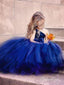 One Shoulder Navy Blue Tulle Ball Gown Flower Girl Dresses ARD1719