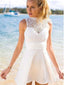 Open Back Ivory krajka Top Mini Short Homecoming Dresses, apd2600 