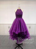 Organza with Beaded Bodice Halter High Low Prom Dress,Pageant Dress,apd2065-SheerGirl