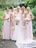 Pink Bridesamid Dresses Lace Top Chiffon Long Cheap Bridesmaid Dresses ARD1150-SheerGirl