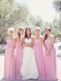 Pink Bridesmaid Dresses Sweetheart Neck Flower Chiffon Long Bridesmaid Dresses ARD1138-SheerGirl