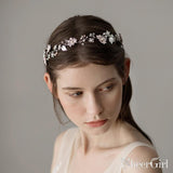 Pink Floral Headband with Pearls and Crystals ACC1123-SheerGirl