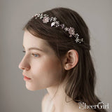 Pink Floral Headband with Pearls and Crystals ACC1123-SheerGirl